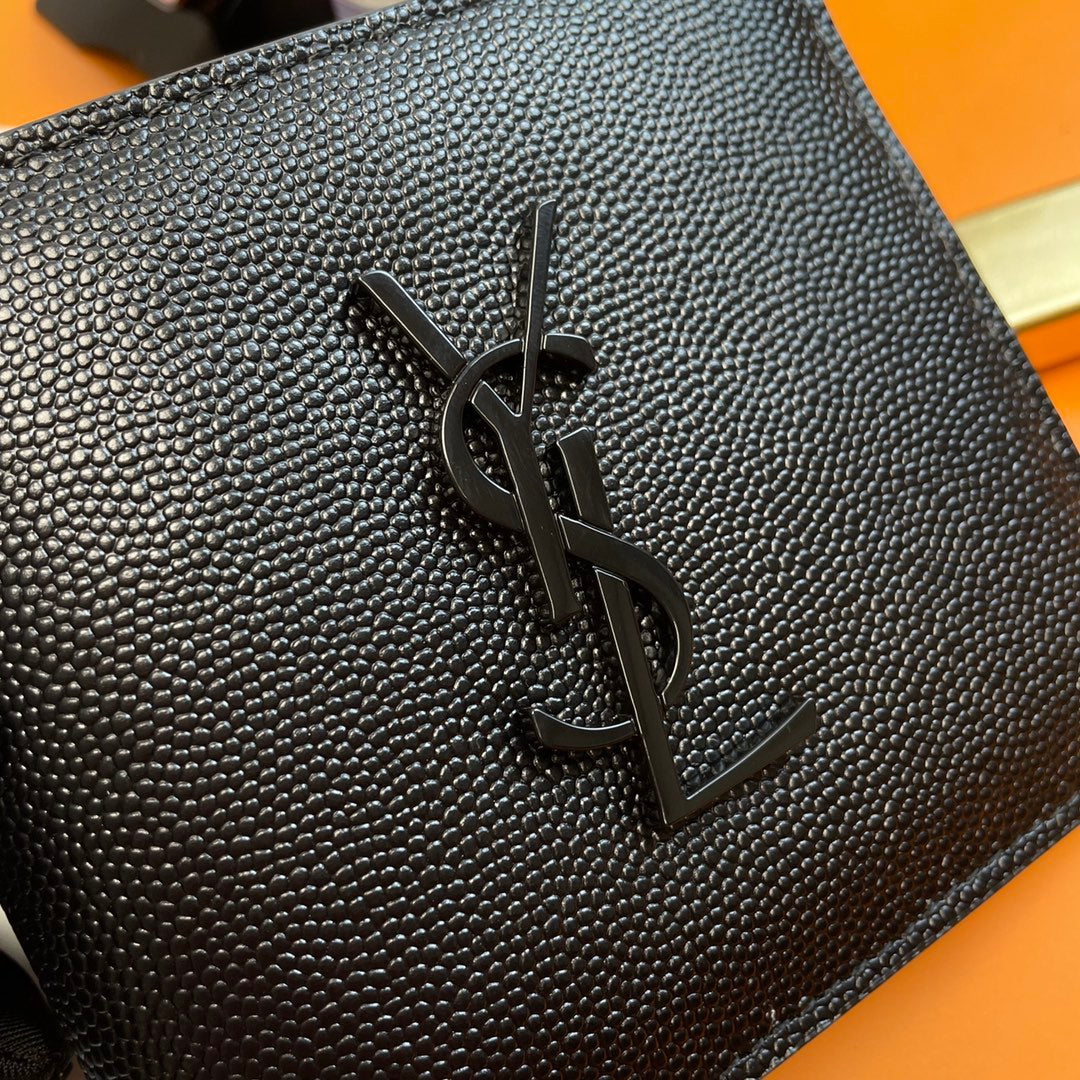 Saint Laurent Monogram East/West Bifold Wallet - Black Grain Leather