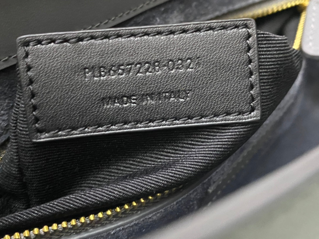 Saint Laurent Le 5 à 7 Small Shoulder Bag in Blue Leather with Gold-Tone YSL Monogram
