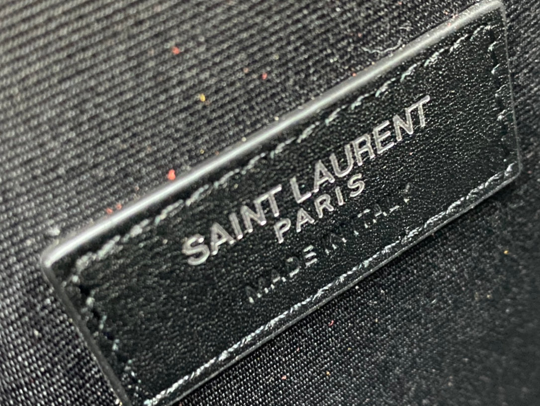 Saint Laurent Cassandre Leather Envelope Clutch - Burgundy Silver Hardware