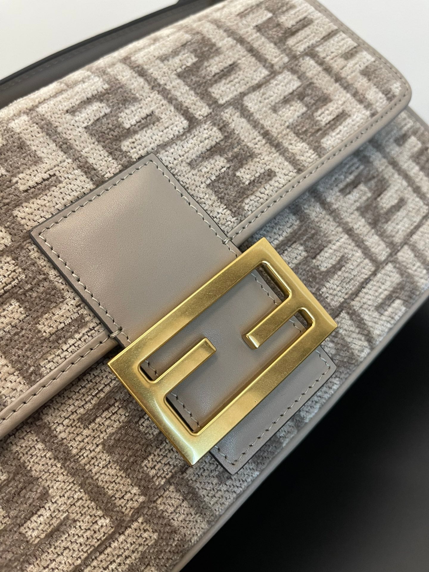 Fendi Baguette Mini Grey FF Fabric Monogram Shoulder Bag