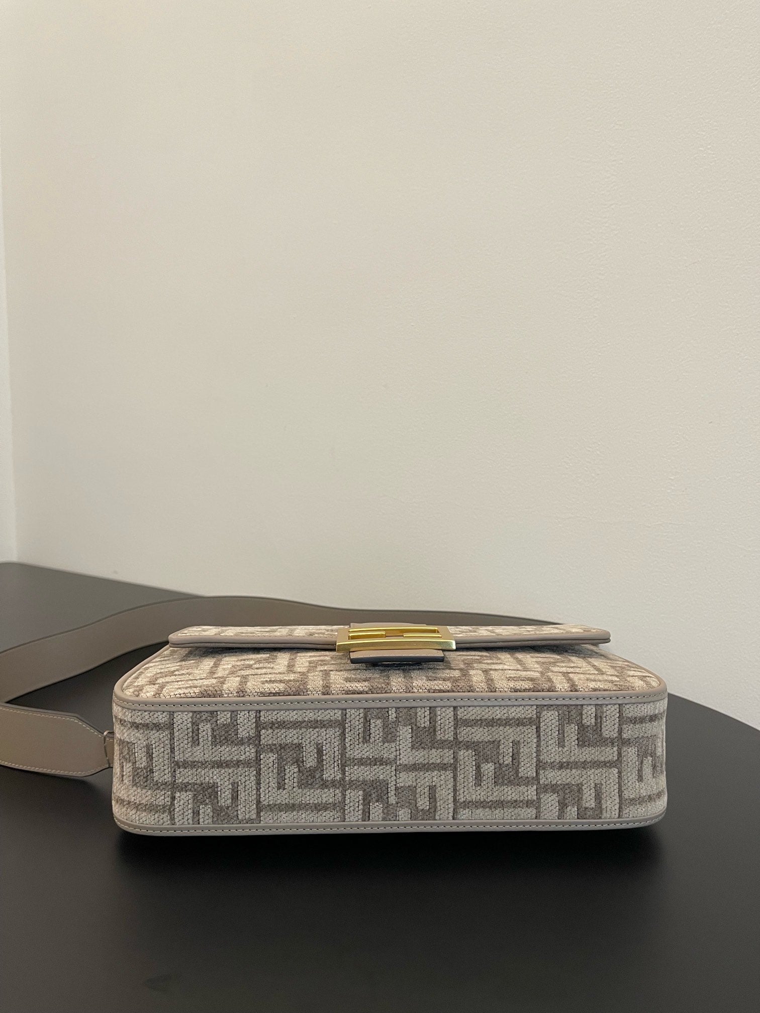Fendi Baguette Mini Grey FF Fabric Monogram Shoulder Bag