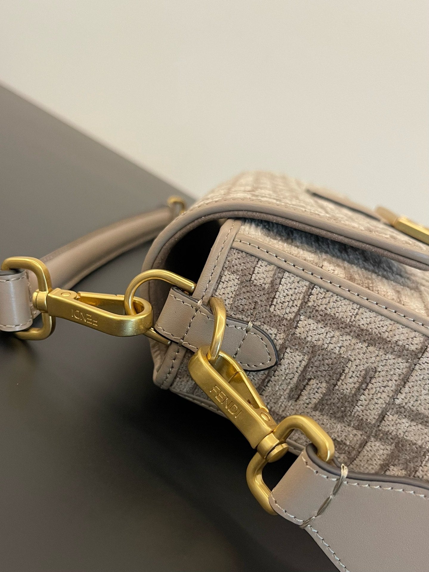 Fendi Baguette Mini Grey FF Fabric Monogram Shoulder Bag