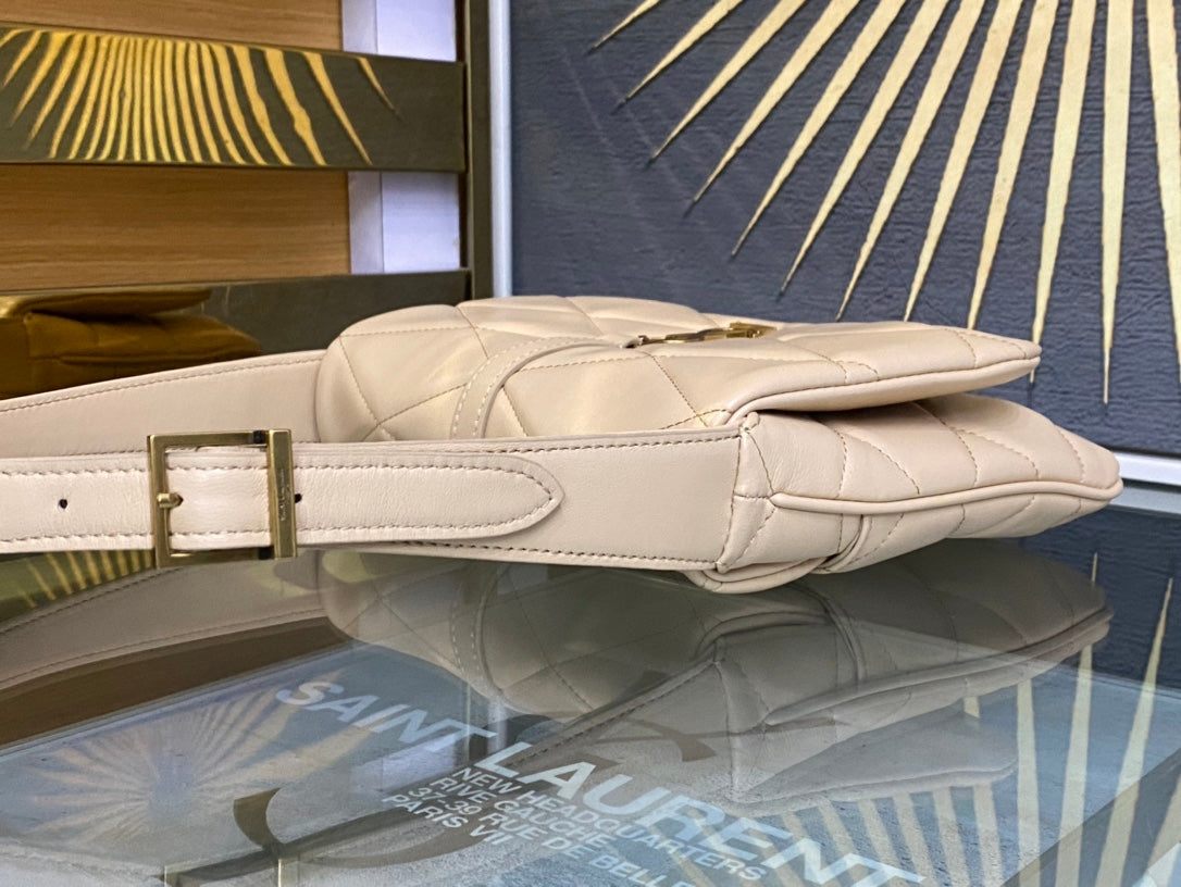 Saint Laurent Le 5 à 7 Soft Hobo Bag in Quilted Leather - Beige