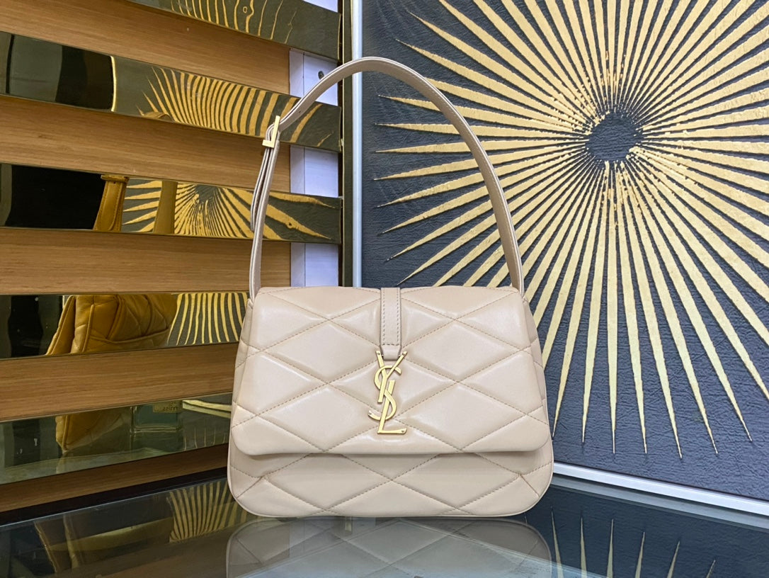 Saint Laurent Le 5 à 7 Soft Hobo Bag in Quilted Leather - Beige