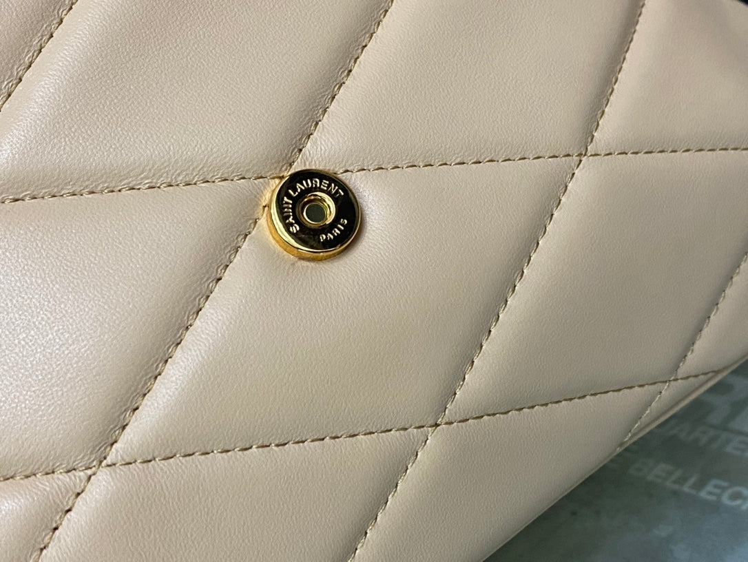 Saint Laurent Le 5 à 7 Soft Hobo Bag in Quilted Leather - Beige