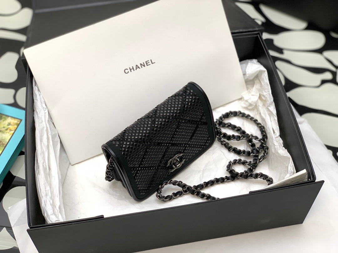 Chanel Black Studded Quilted Mini Flap Bag with Silver-Tone Hardware