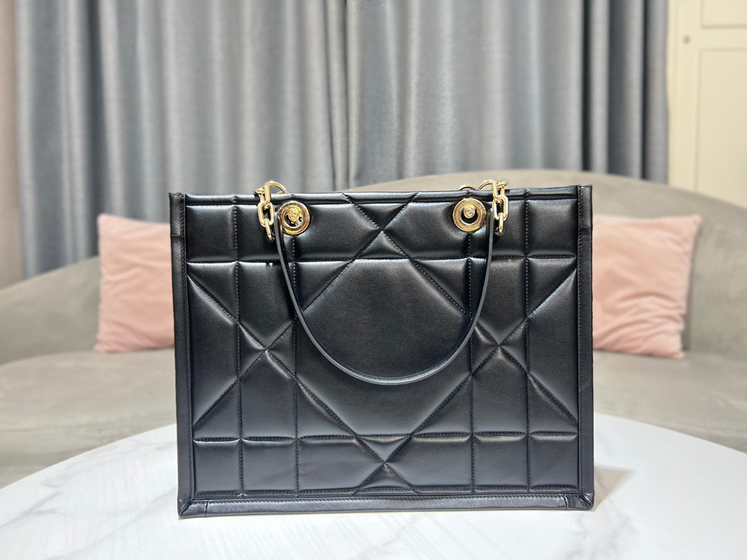 Christian Dior Toujours Bag Black Macrocannage Calfskin Large Tote