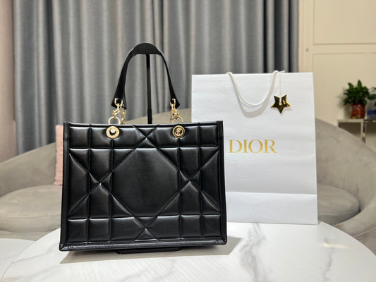 Christian Dior Toujours Bag Black Macrocannage Calfskin Large Tote