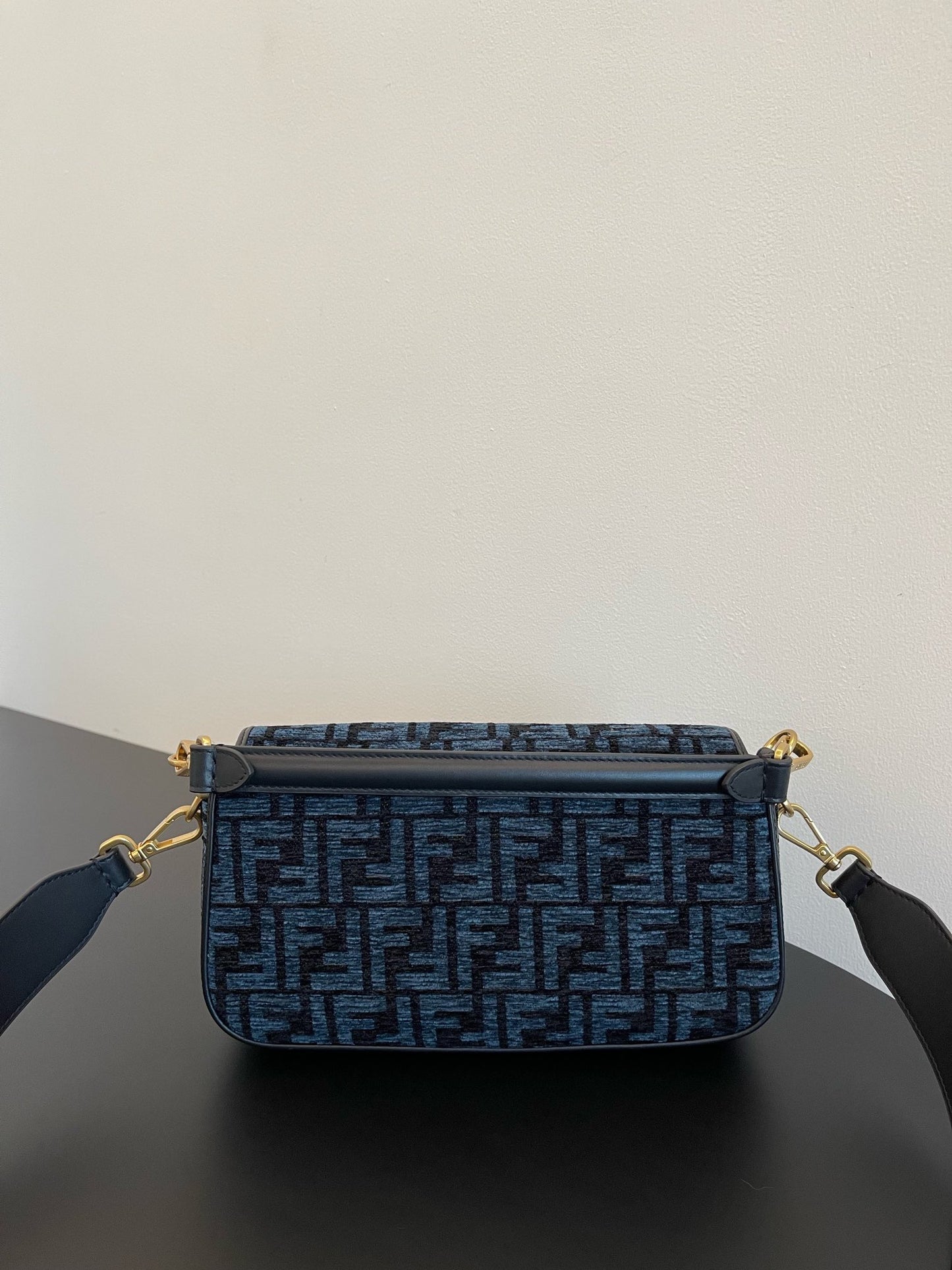 Fendi Baguette Blue FF Monogram Fabric Shoulder Bag