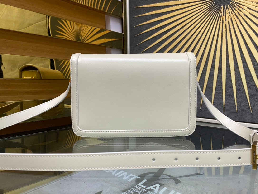 Saint Laurent Small Solferino Satchel in Box Leather - White