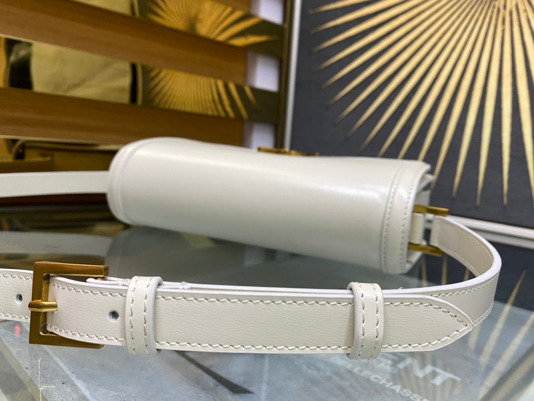 Saint Laurent Small Solferino Satchel in Box Leather - White