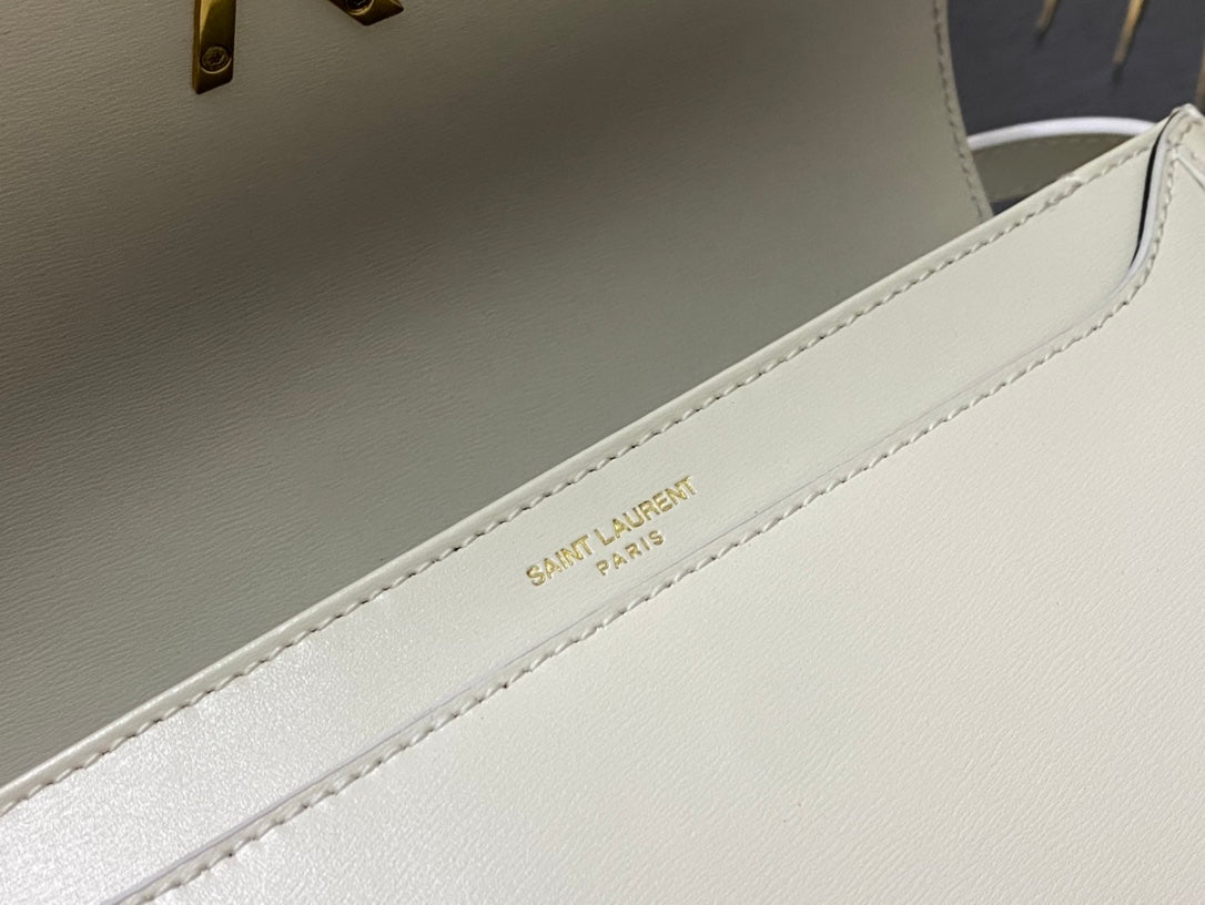 Saint Laurent Small Solferino Satchel in Box Leather - White