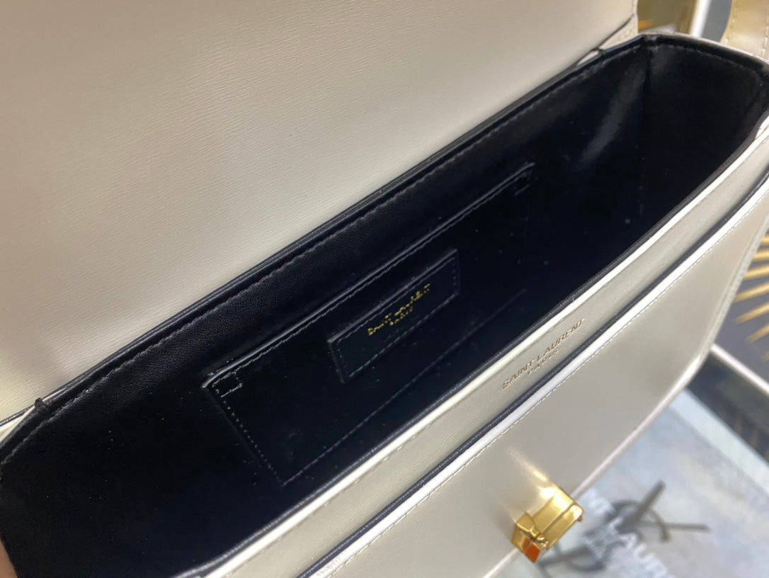 Saint Laurent Small Solferino Satchel in Box Leather - White