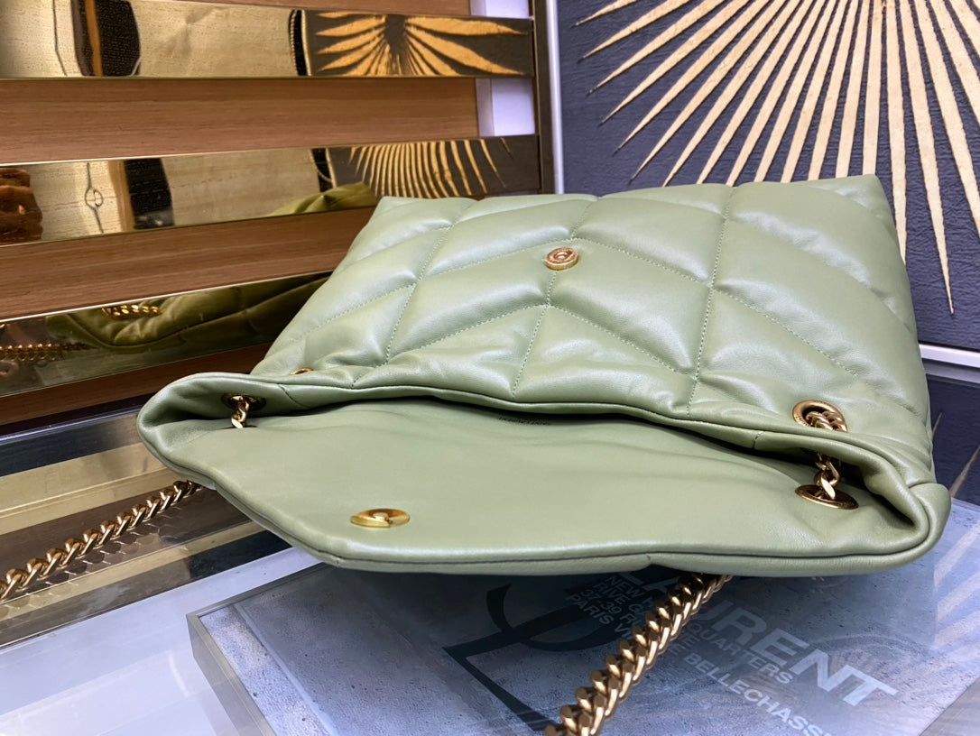 Saint Laurent Loulou Puffer Small Bag in Quilted Lambskin - Sage Green