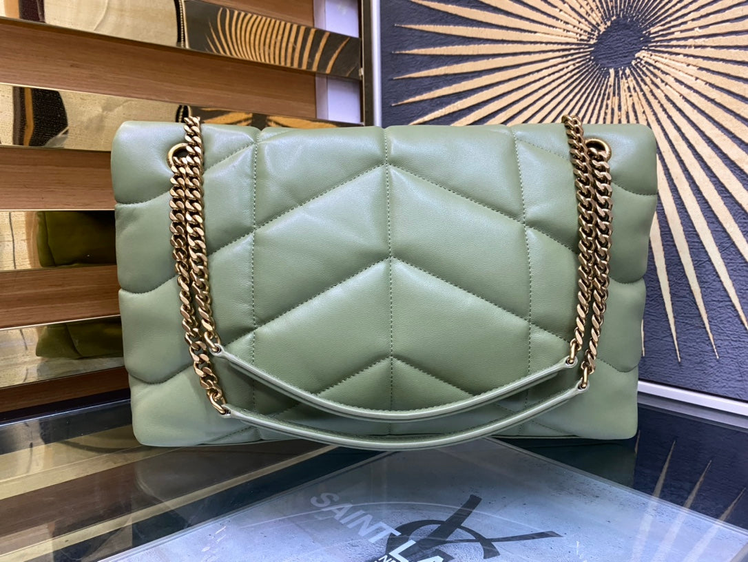 Saint Laurent Loulou Puffer Small Bag in Quilted Lambskin - Sage Green