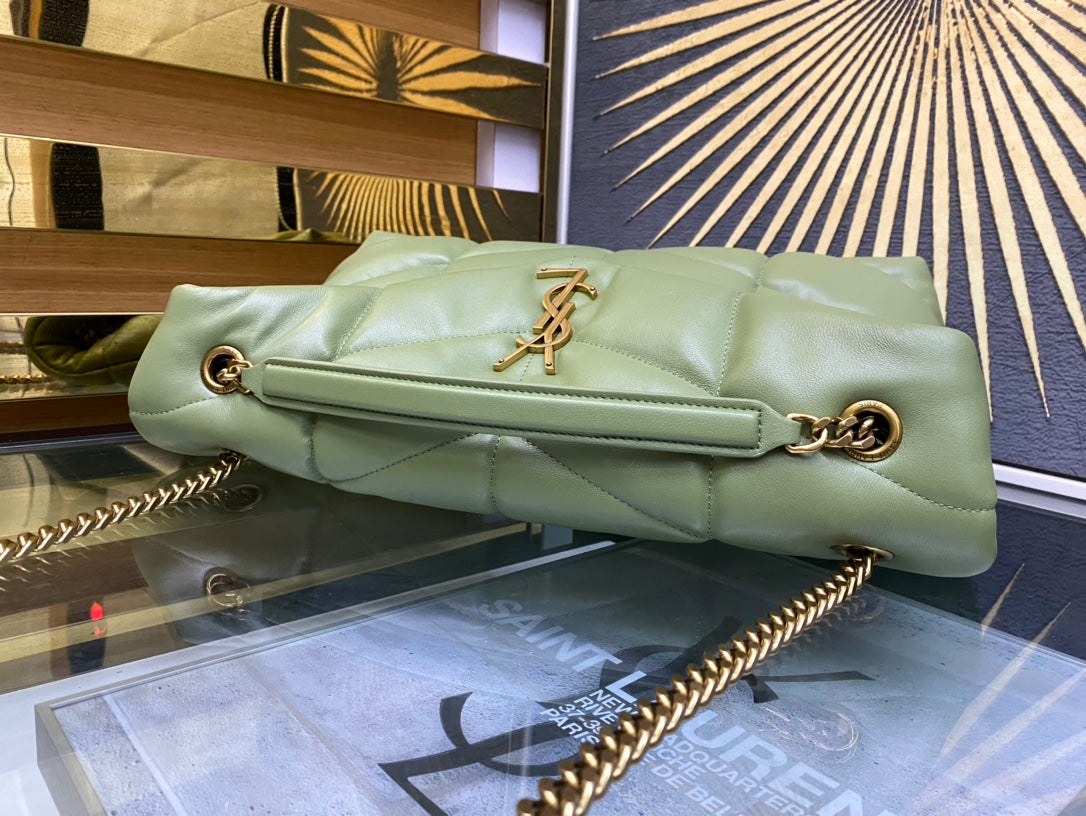 Saint Laurent Loulou Puffer Small Bag in Quilted Lambskin - Sage Green