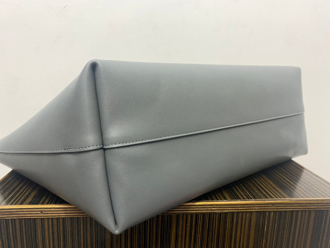 Saint Laurent Grey Leather Shopping Tote Bag