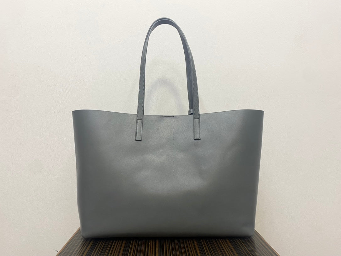 Saint Laurent Grey Leather Shopping Tote Bag