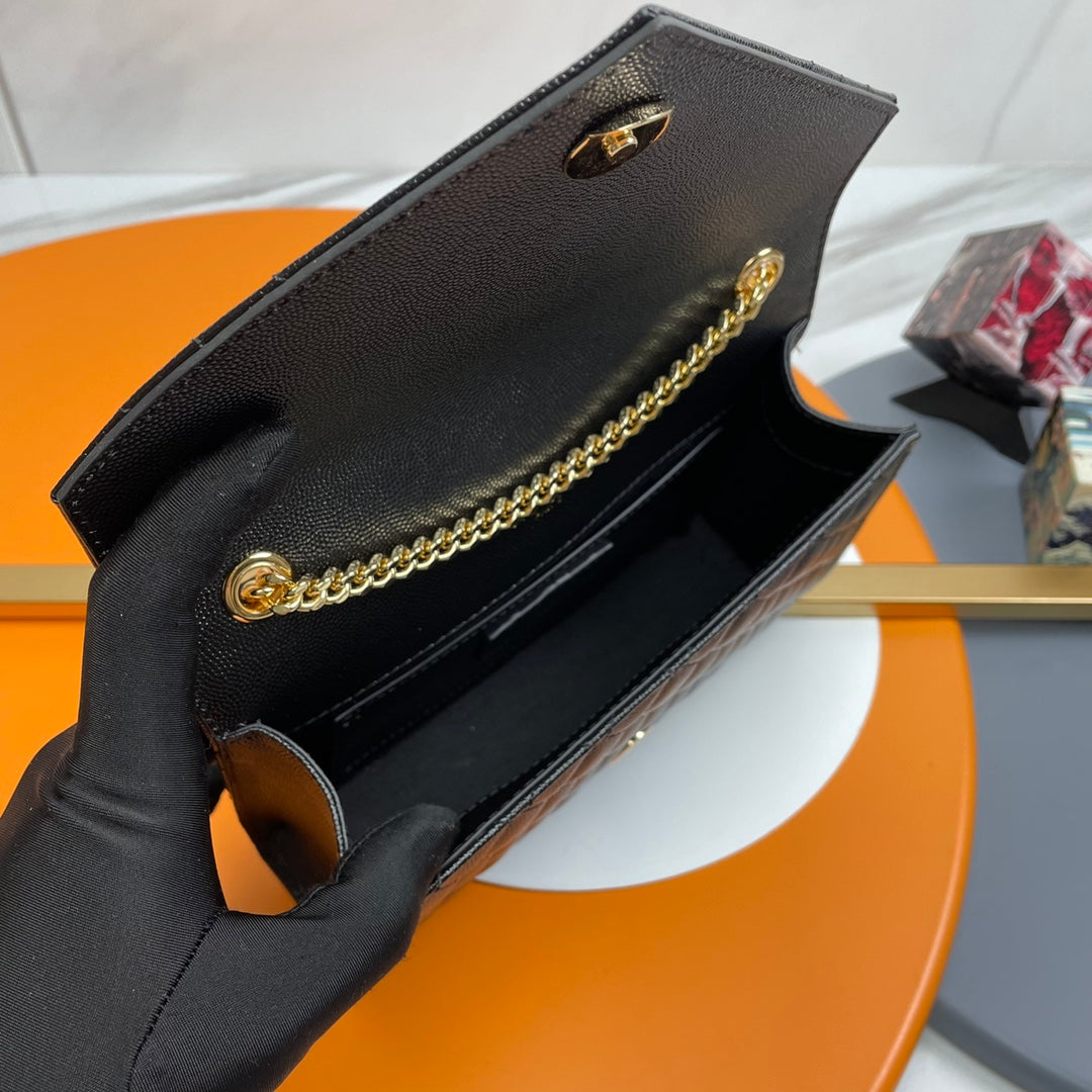 Saint Laurent Cassandre Quilted Leather Flap Shoulder Bag in Black