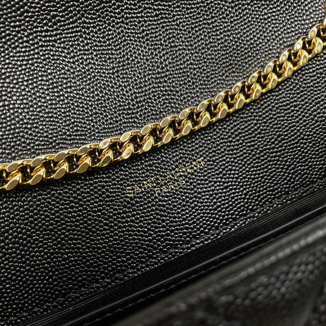 Saint Laurent Cassandre Quilted Leather Flap Shoulder Bag in Black