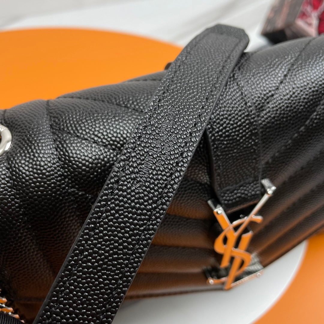 Saint Laurent Envelope Medium Quilted Leather Shoulder Bag - Black