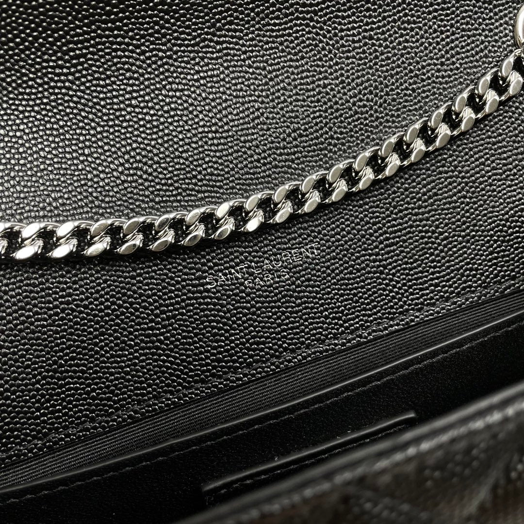Saint Laurent Envelope Medium Quilted Leather Shoulder Bag - Black