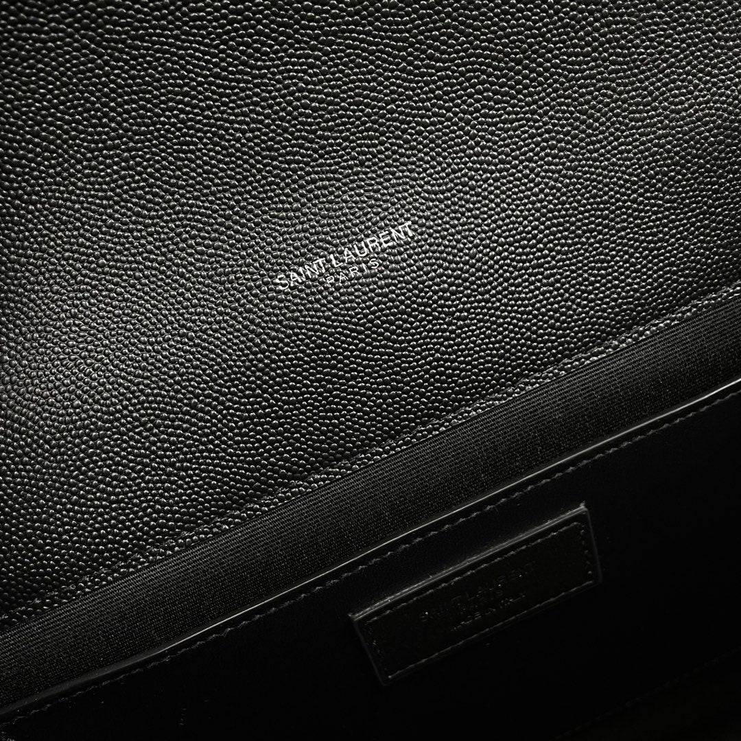 Saint Laurent Envelope Medium Bag in Mix Matelassé Grain de Poudre Leather - Black