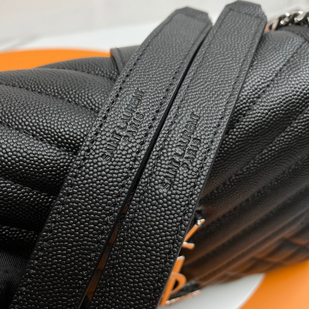 Saint Laurent Medium Envelope Bag in Black Quilted Leather