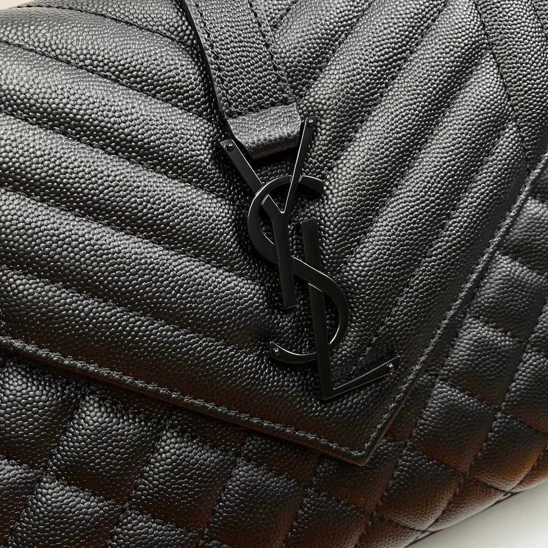 Saint Laurent Envelope Medium Chain Bag in Quilted Leather - Black
