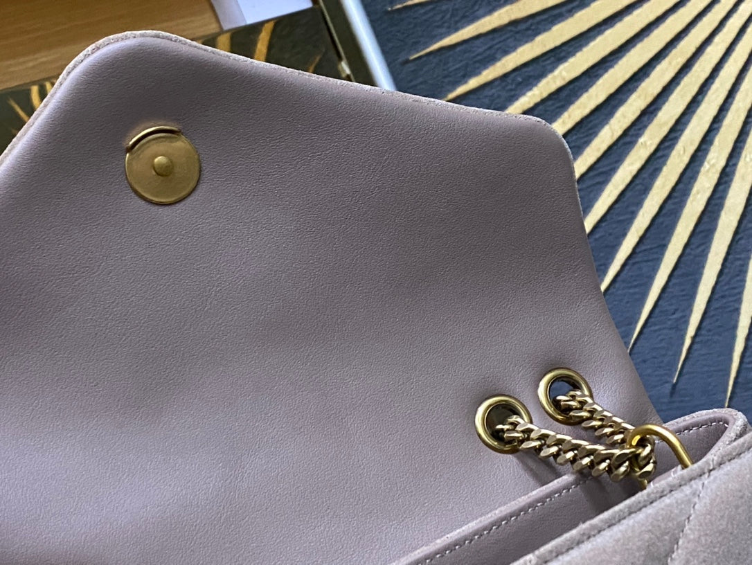 Saint Laurent Small Loulou Suede Shoulder Bag - Beige