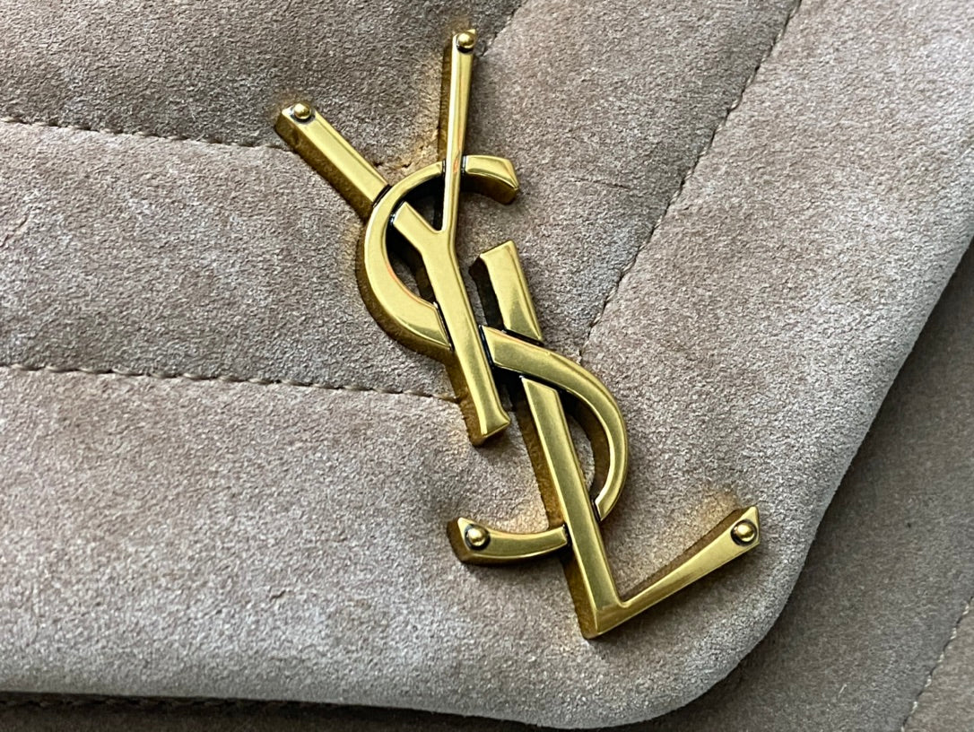 Saint Laurent Small Loulou Suede Shoulder Bag - Beige