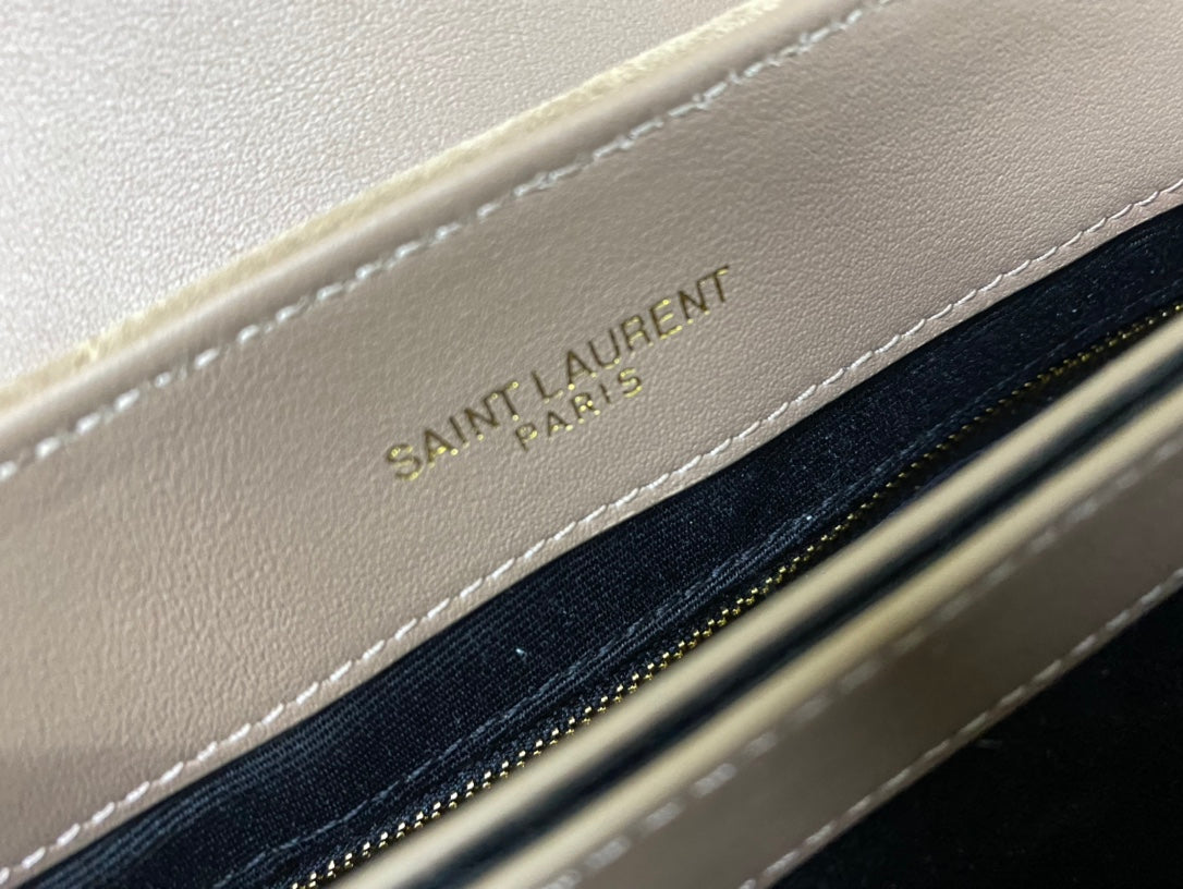 Saint Laurent Loulou Toy Bag in Matelassé Suede - Taupe
