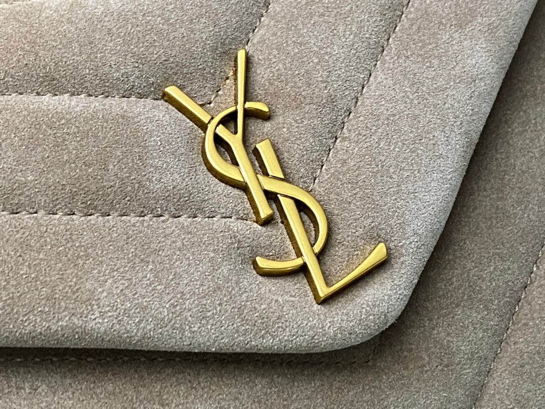 Saint Laurent Loulou Toy Bag in Matelassé Suede - Taupe
