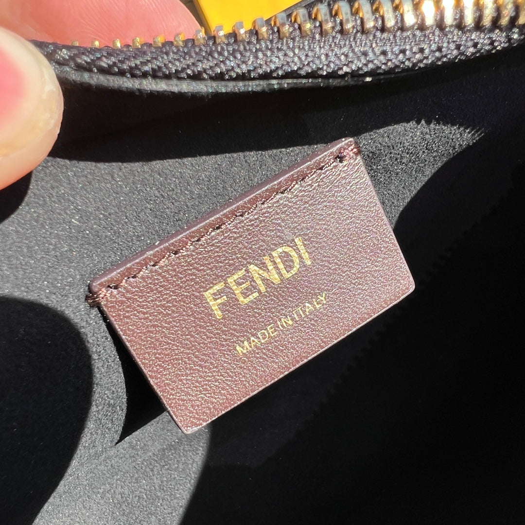 Fendi O'Lock Swing Black Leather Bag with Tortoiseshell and Metal Chain
