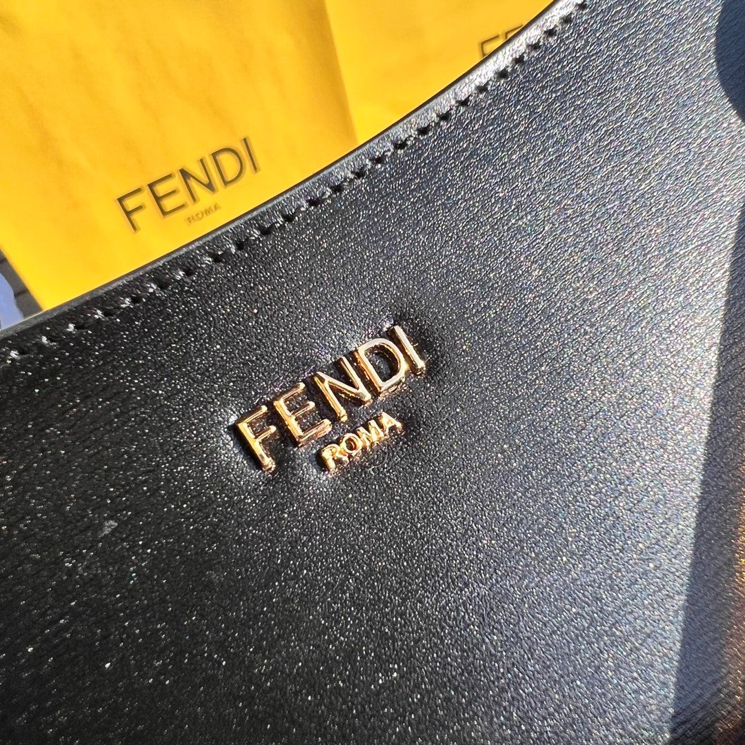 Fendi O'Lock Swing Black Leather Bag with Tortoiseshell and Metal Chain