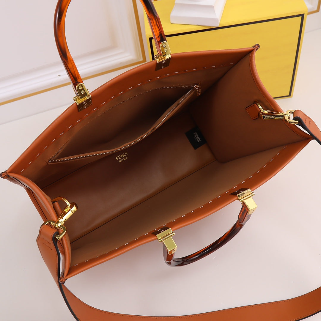 Fendi Sunshine Medium Leather Tote Bag - Tan