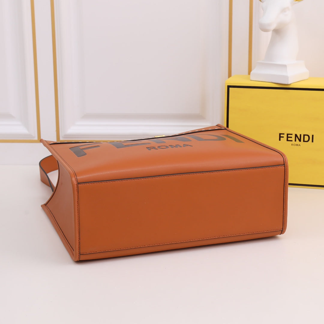 Fendi Sunshine Medium Leather Tote Bag - Tan
