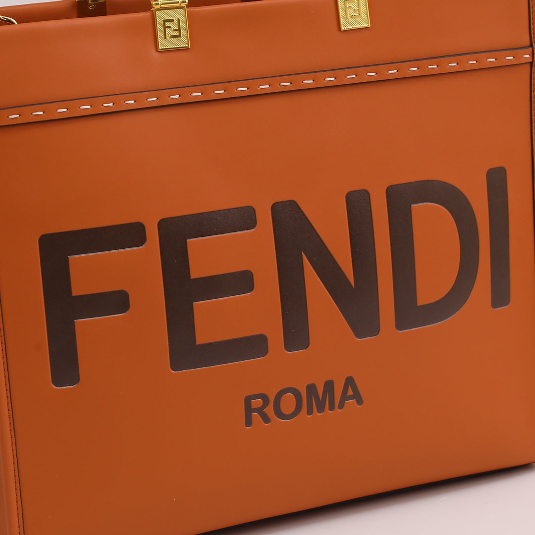 Fendi Sunshine Medium Leather Tote Bag - Tan