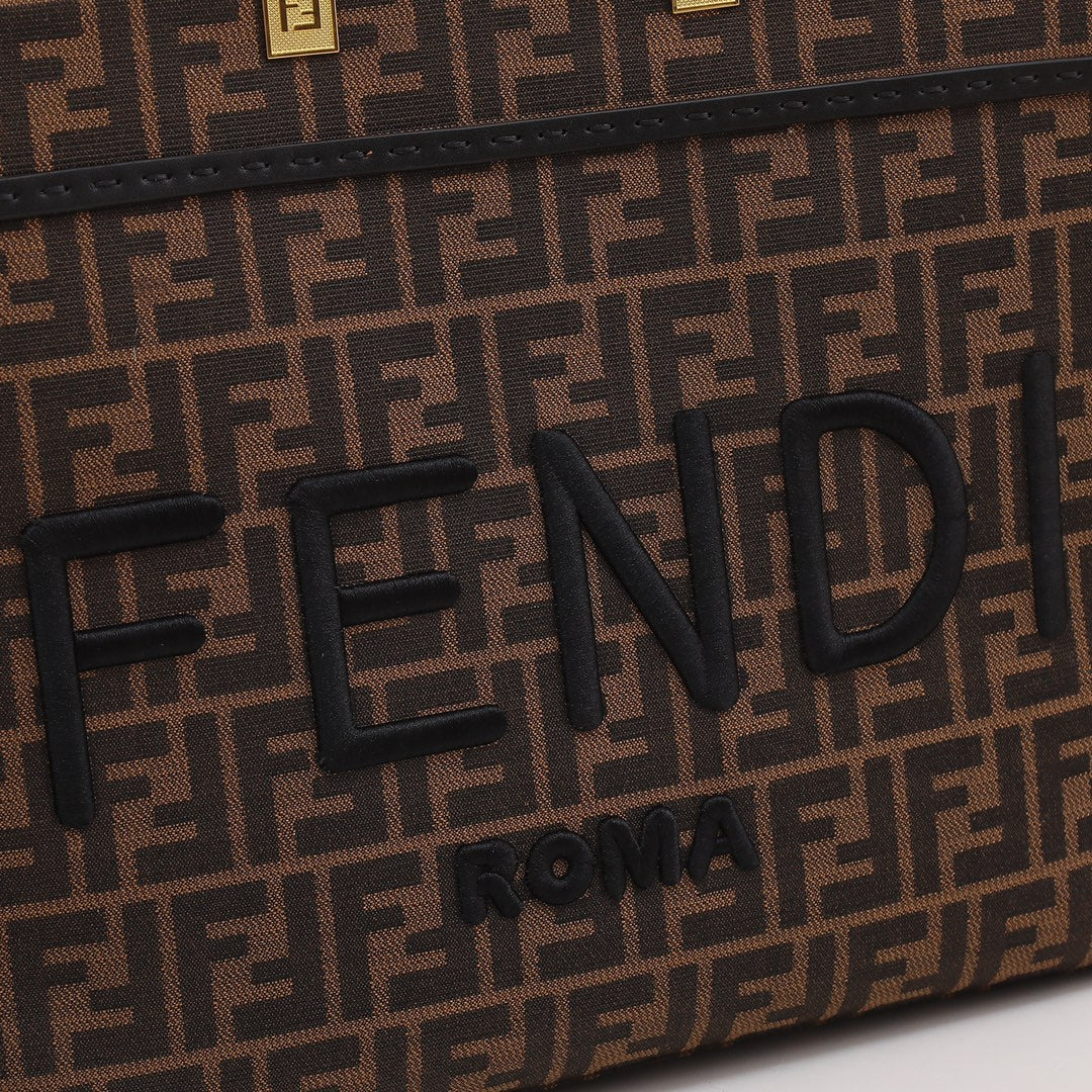 Fendi Sunshine Shopper Medium Brown FF Fabric Tote Bag