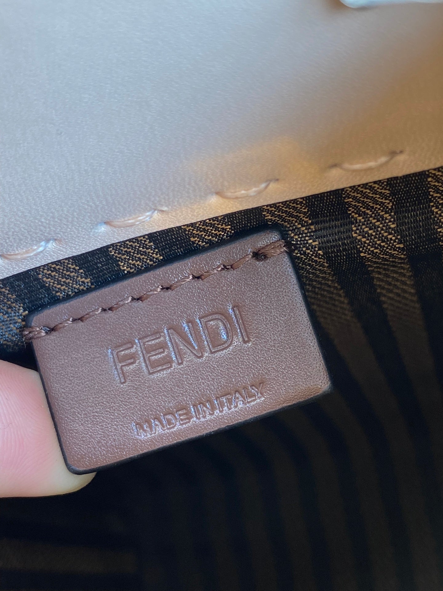 Fendi Sunshine Shopper Mini Bag in Pale Pink Leather with Heat-Stamped Logo