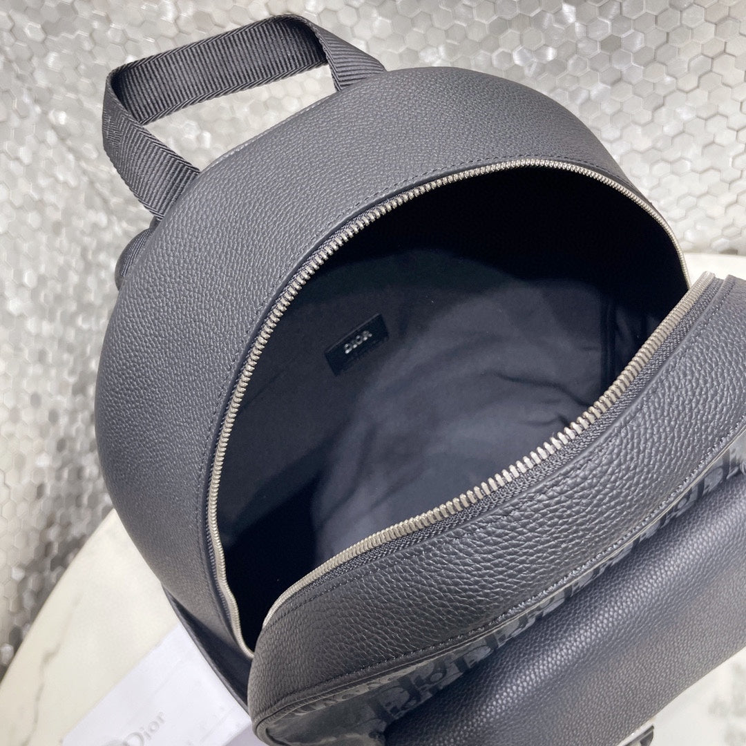 Christian Dior Oblique Jacquard and Black Leather Backpack