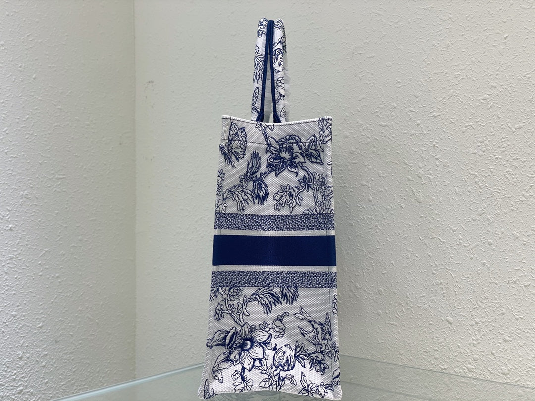 Christian Dior Medium Book Tote - Blue Toile de Jouy Embroidery