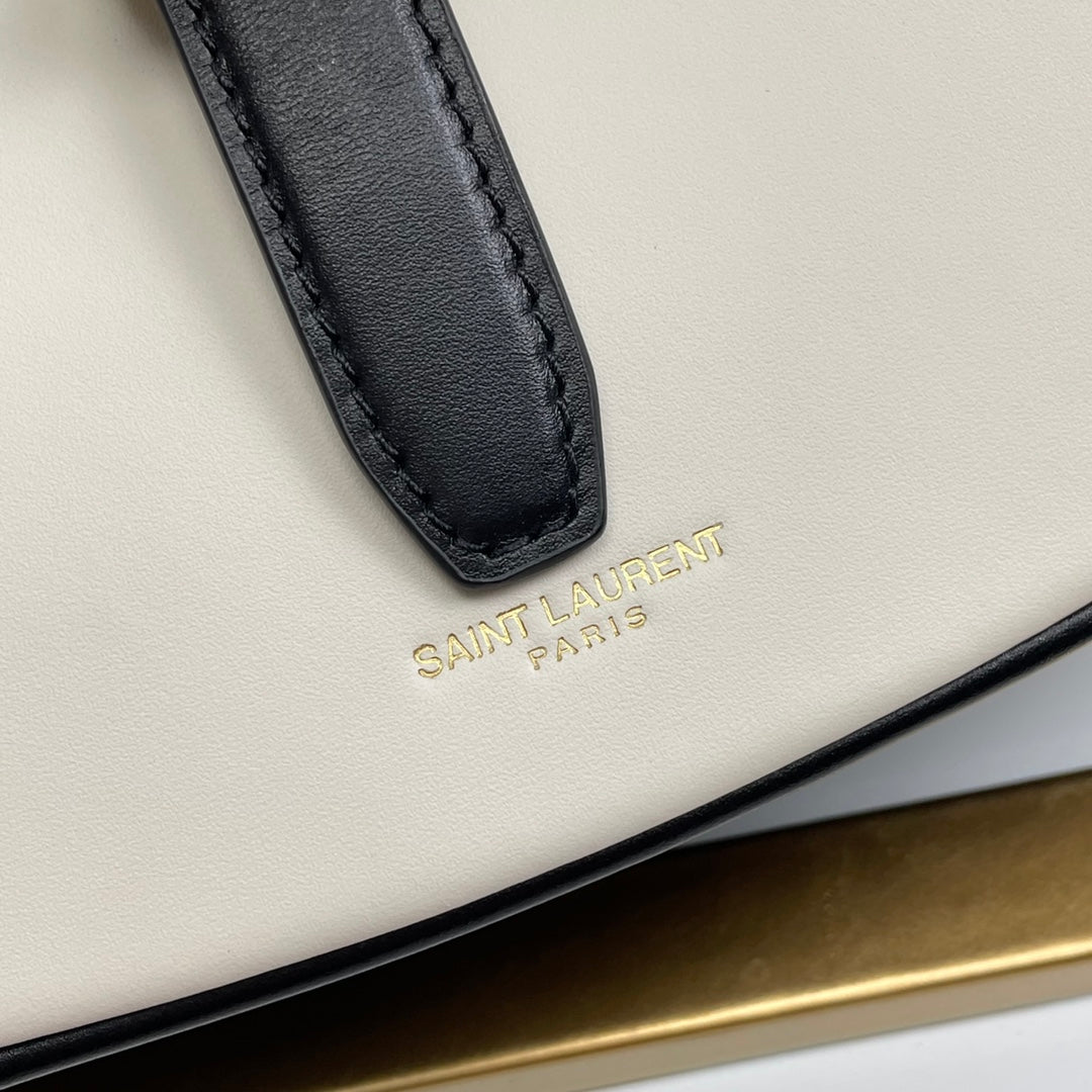 Celine Ava Bag in Smooth Calfskin - Off-White/Black Leather Crescent Shoulder Bag