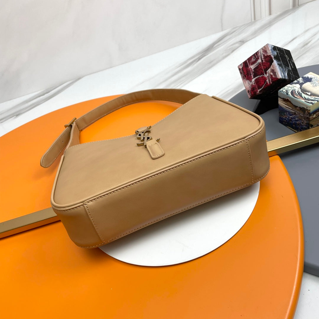 Saint Laurent Le 5 à 7 Leather Shoulder Bag - Beige