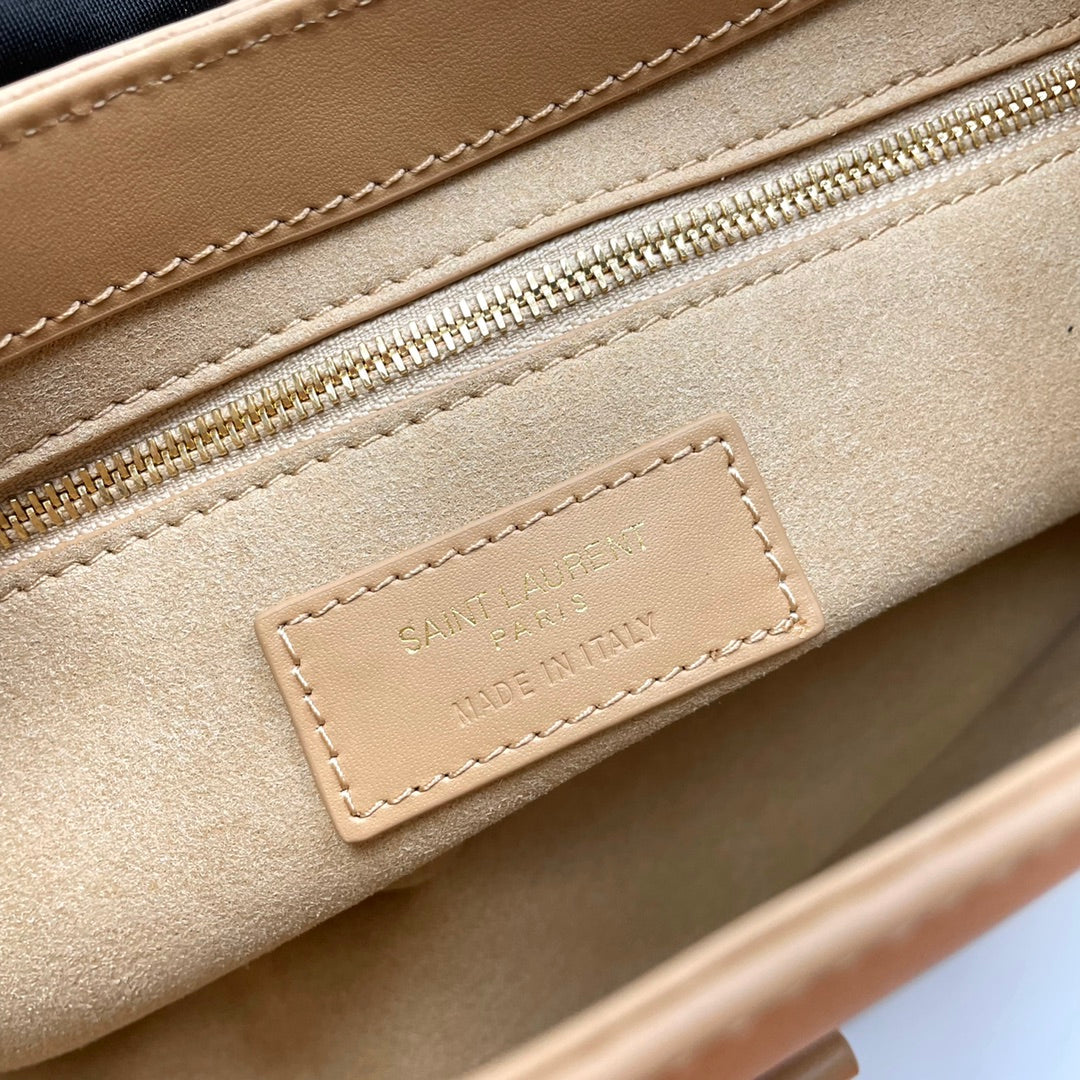 Saint Laurent Le 5 à 7 Leather Shoulder Bag - Beige