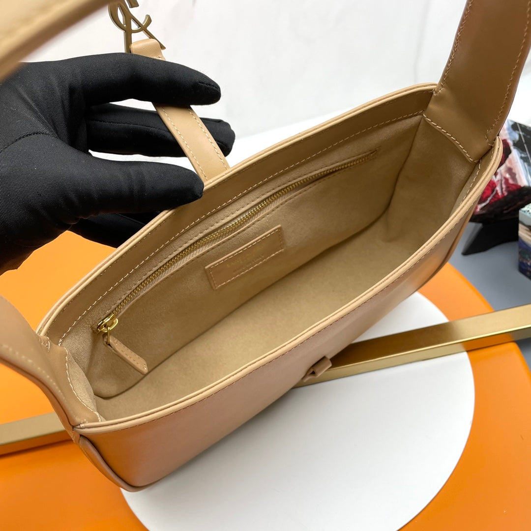 Saint Laurent Le 5 à 7 Leather Shoulder Bag - Beige