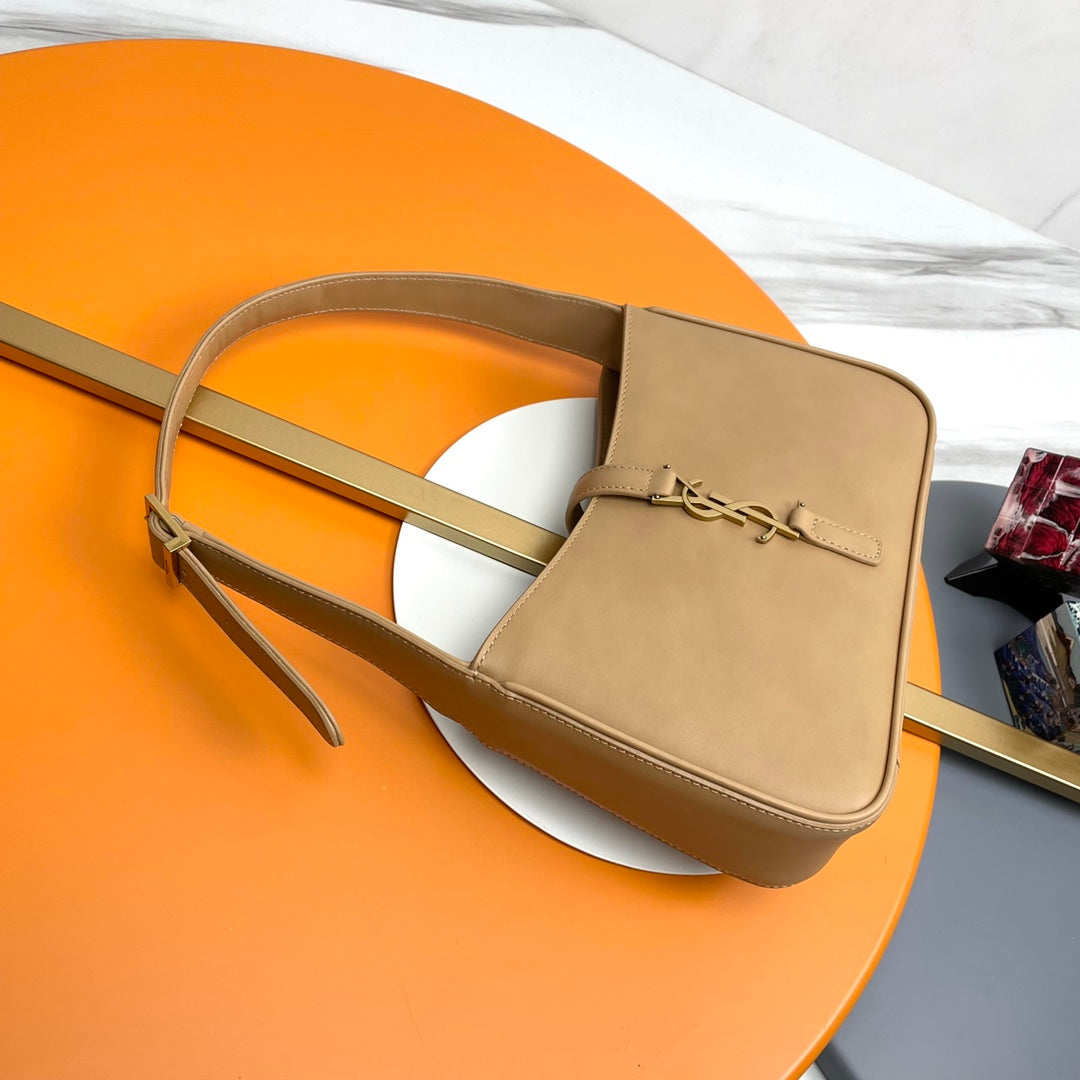 Saint Laurent Le 5 à 7 Leather Shoulder Bag - Beige