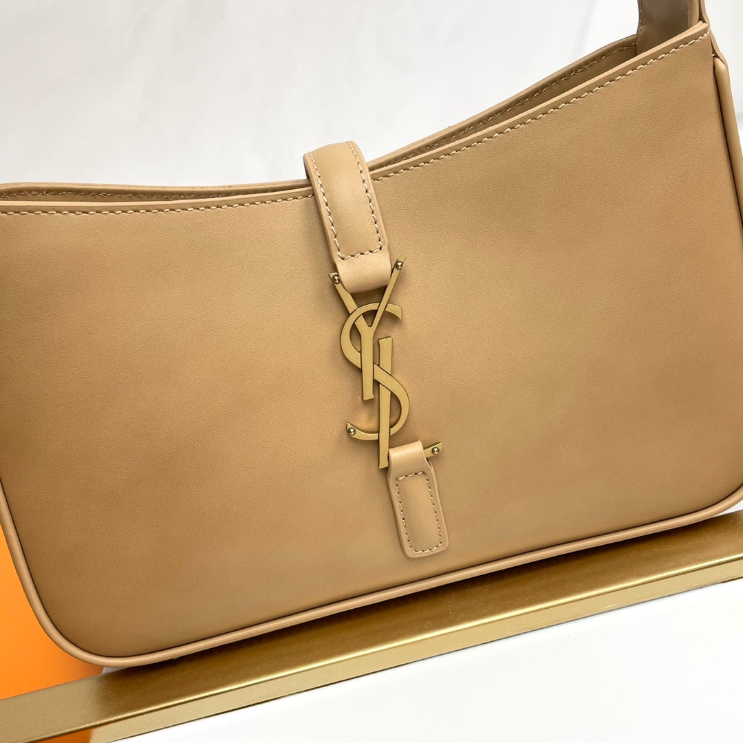 Saint Laurent Le 5 à 7 Leather Shoulder Bag - Beige
