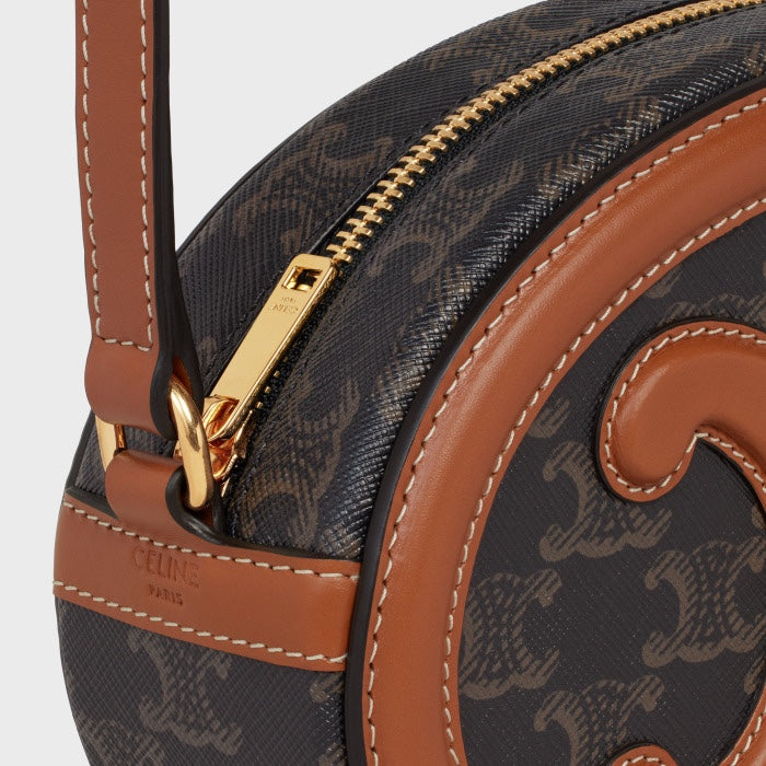 Celine Oval Bag Cuir Triomphe in Triomphe Canvas and Calfskin Tan