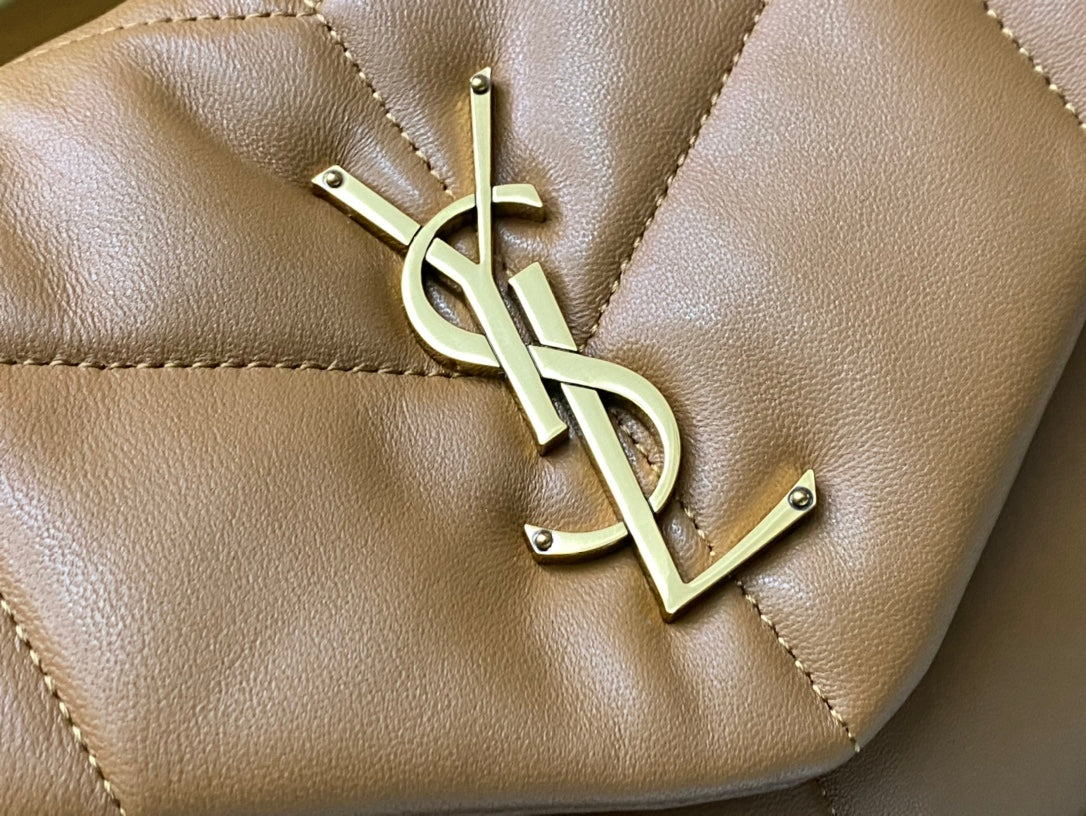 Saint Laurent Loulou Puffer Small Bag in Quilted Lambskin - Tan